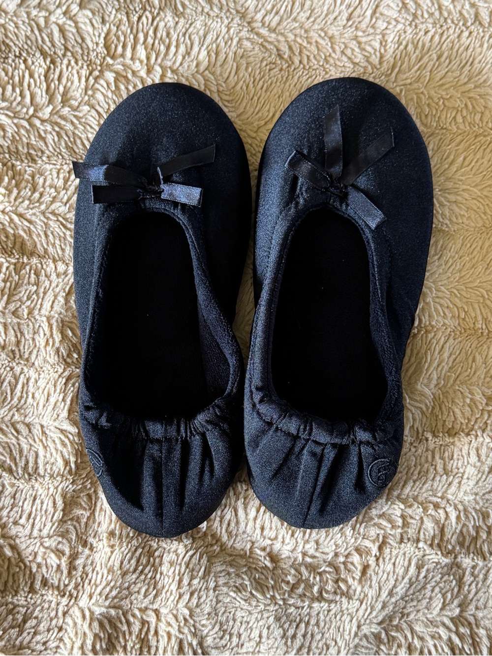 Black Ballet Flat Slippers with Bow